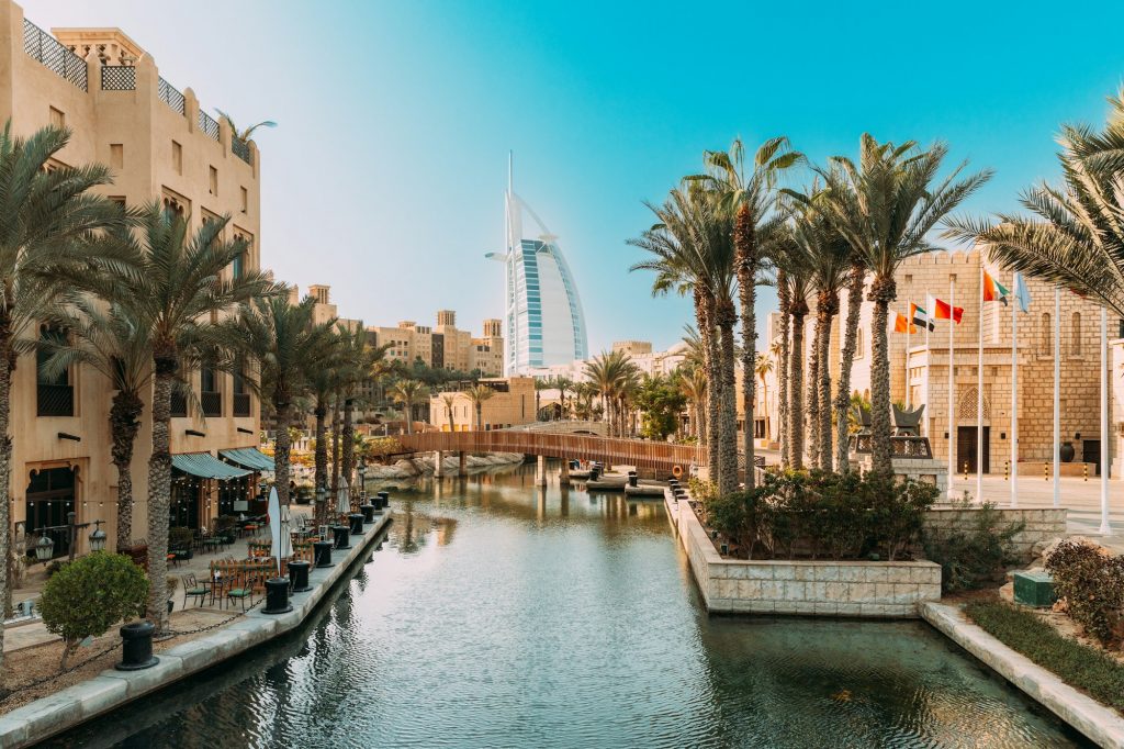 View of hotel Burj Al Arab from Madinat Jumeirah